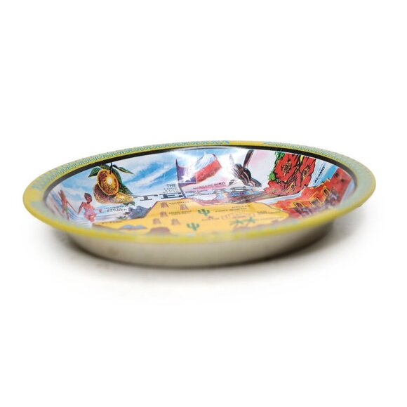 Vintage Ken Haag Texas Tin Metal Tray Trinket Dish Souvenir Retro Cowboy Alamo - Picture 4 of 7